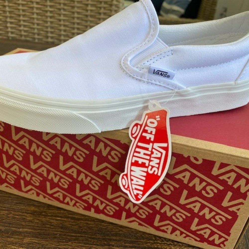 NWT: Brand new true-white Van Slip-Ons